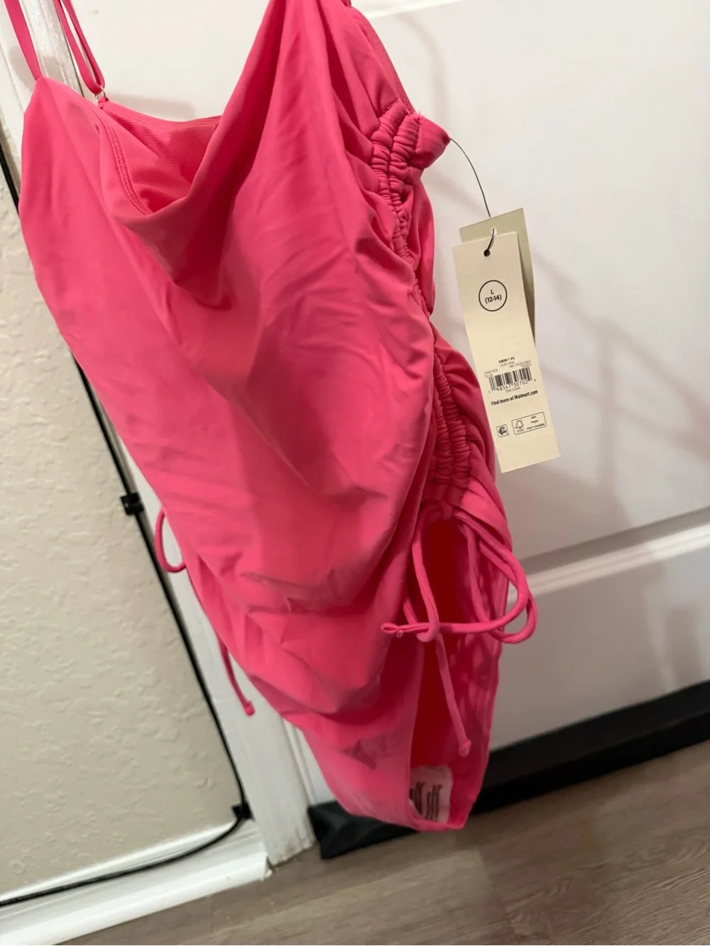 Women's Pink Cowl Neck One-Piece Swimwear